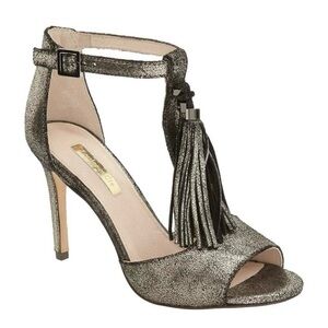 EUC Louise et Cie Tassel Suede Heel Sandal in Gunmetal